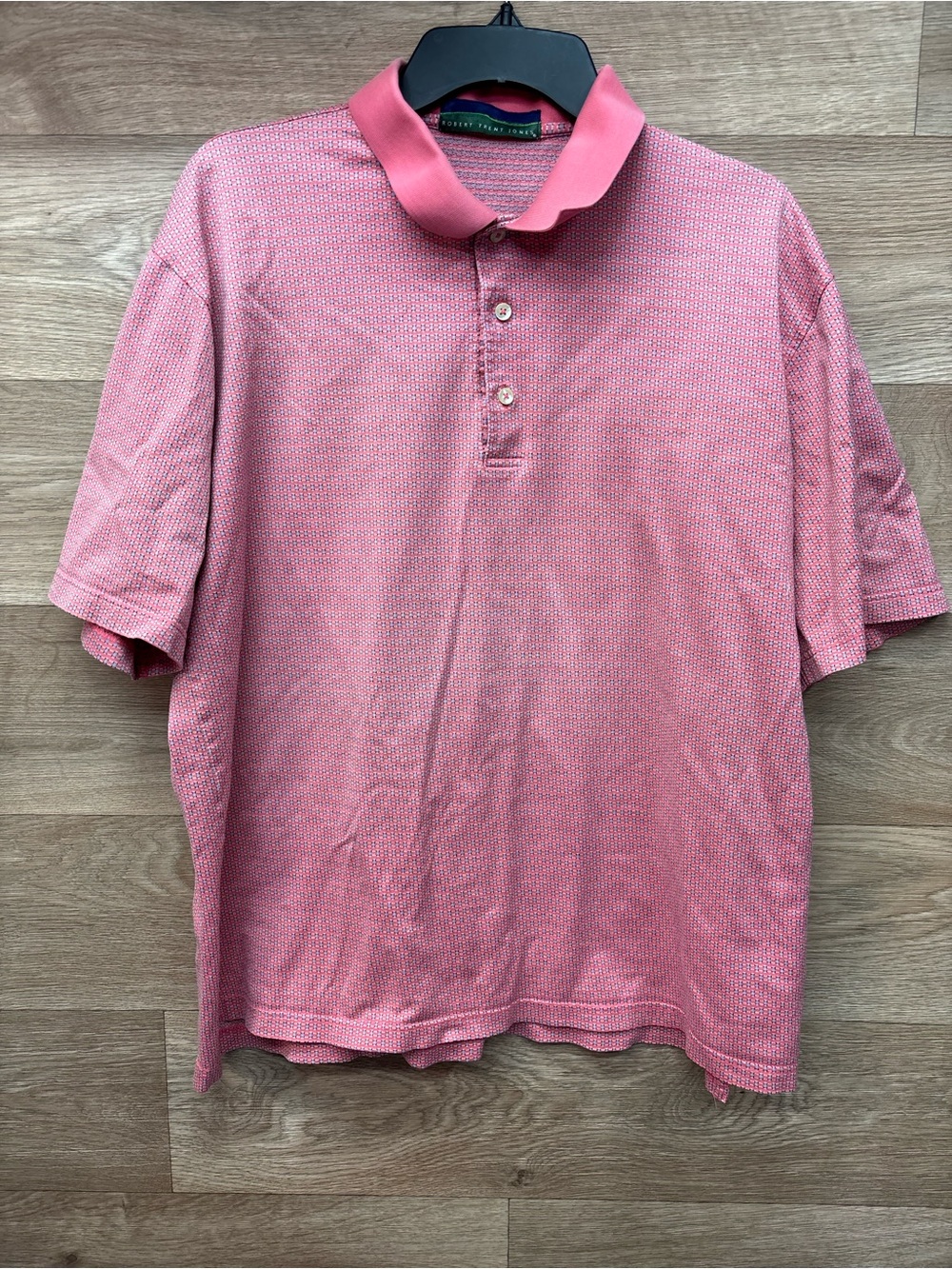 Robert Trent Jones Men's Pink Textured Polo Shirt - Short Sleeve Casual